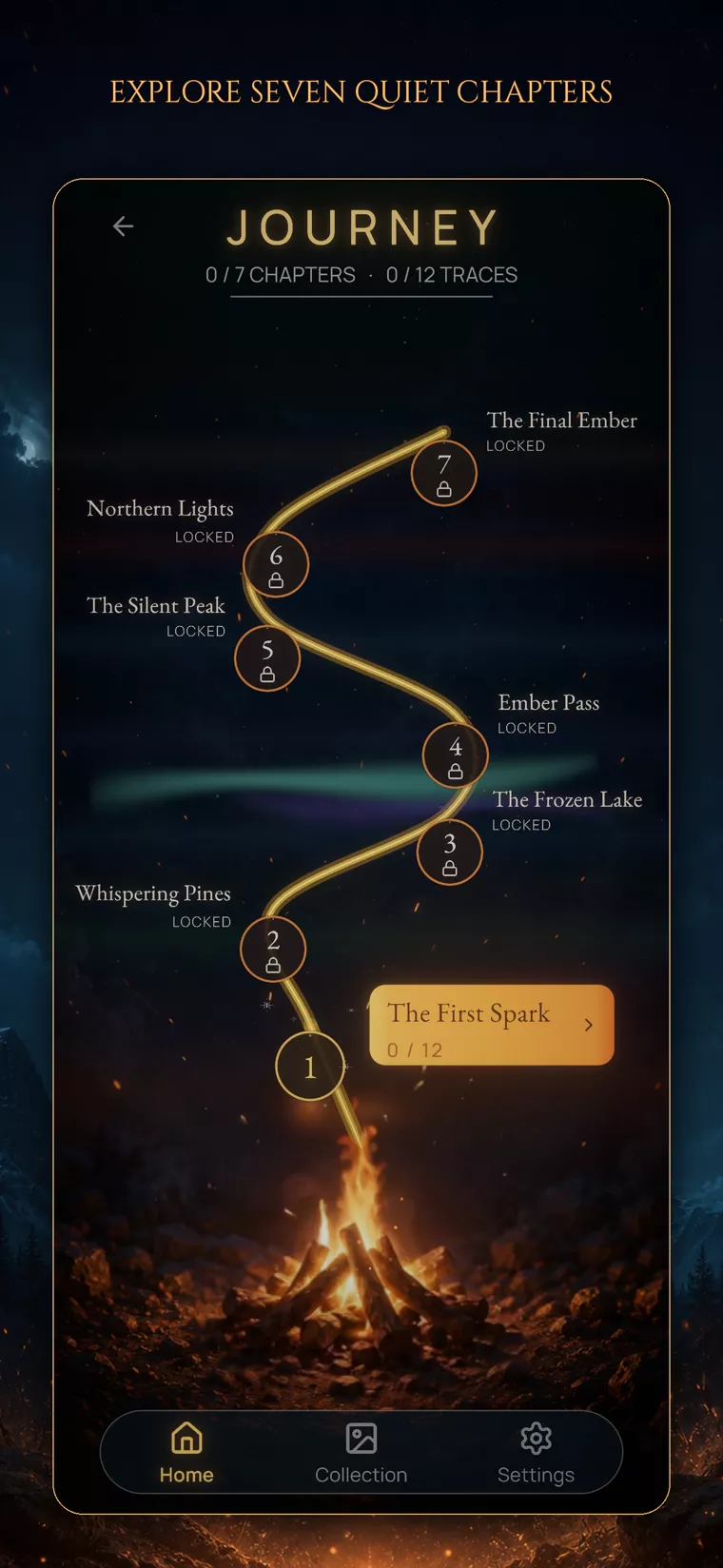 Journey chapter select with seven atmospheric chapters