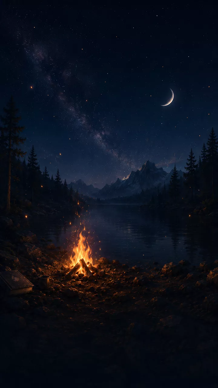 Fox Tale scene: The fire beside the lake