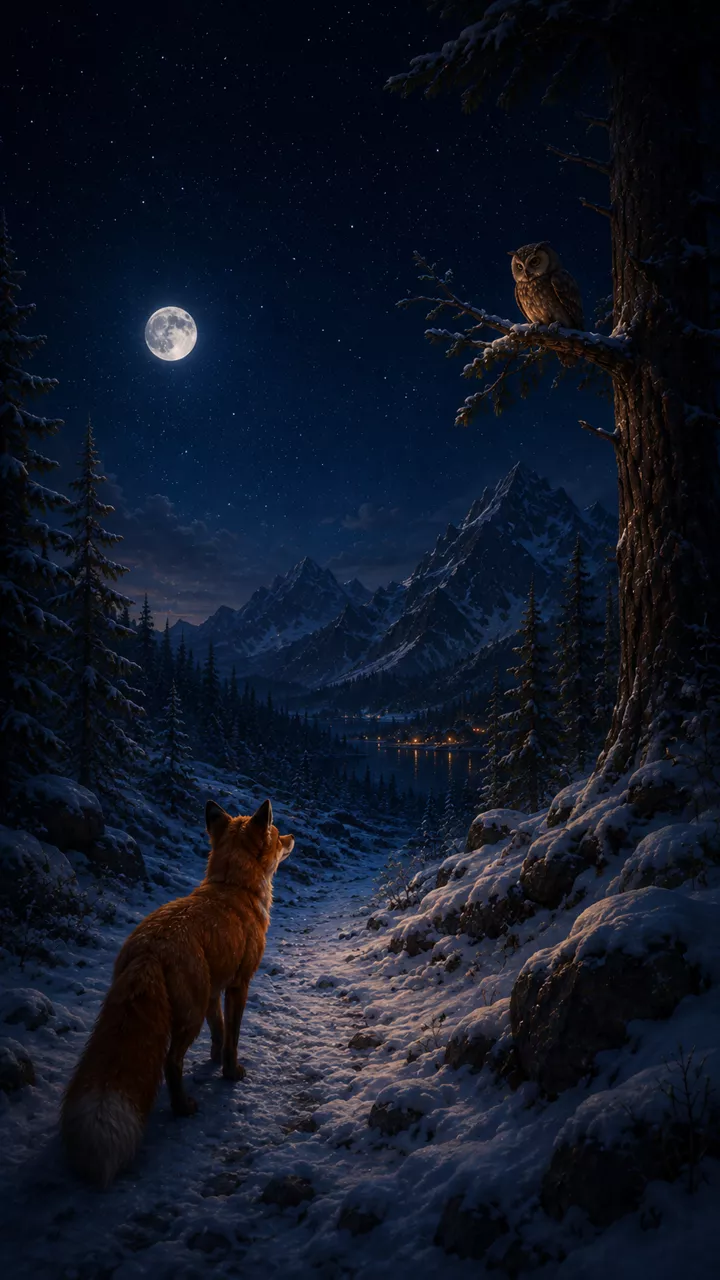 Fox Tale scene: The owl in the snow